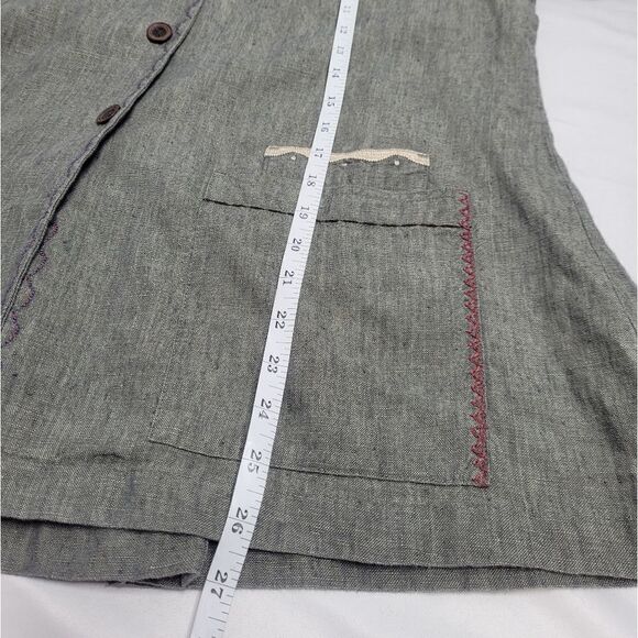 J. JILL shacket gray oversized linen patchwork shirt‎ jacket XS - Picture 8 of 9